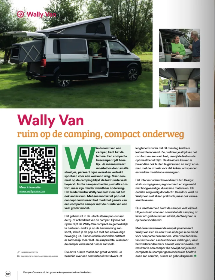 Artikel over Wally-Van in het magazine Campers & Caravans, editie 5 2026, pagina 122